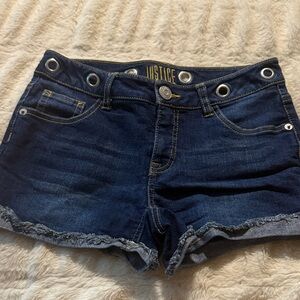 Justice Dark Blue Denim Shorts with Grommets